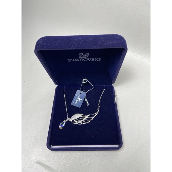 Swarovski Crystal Angle Wing  Pendant Necklace New In Velvet Box  Turkmanistan - Picture 1 of 3